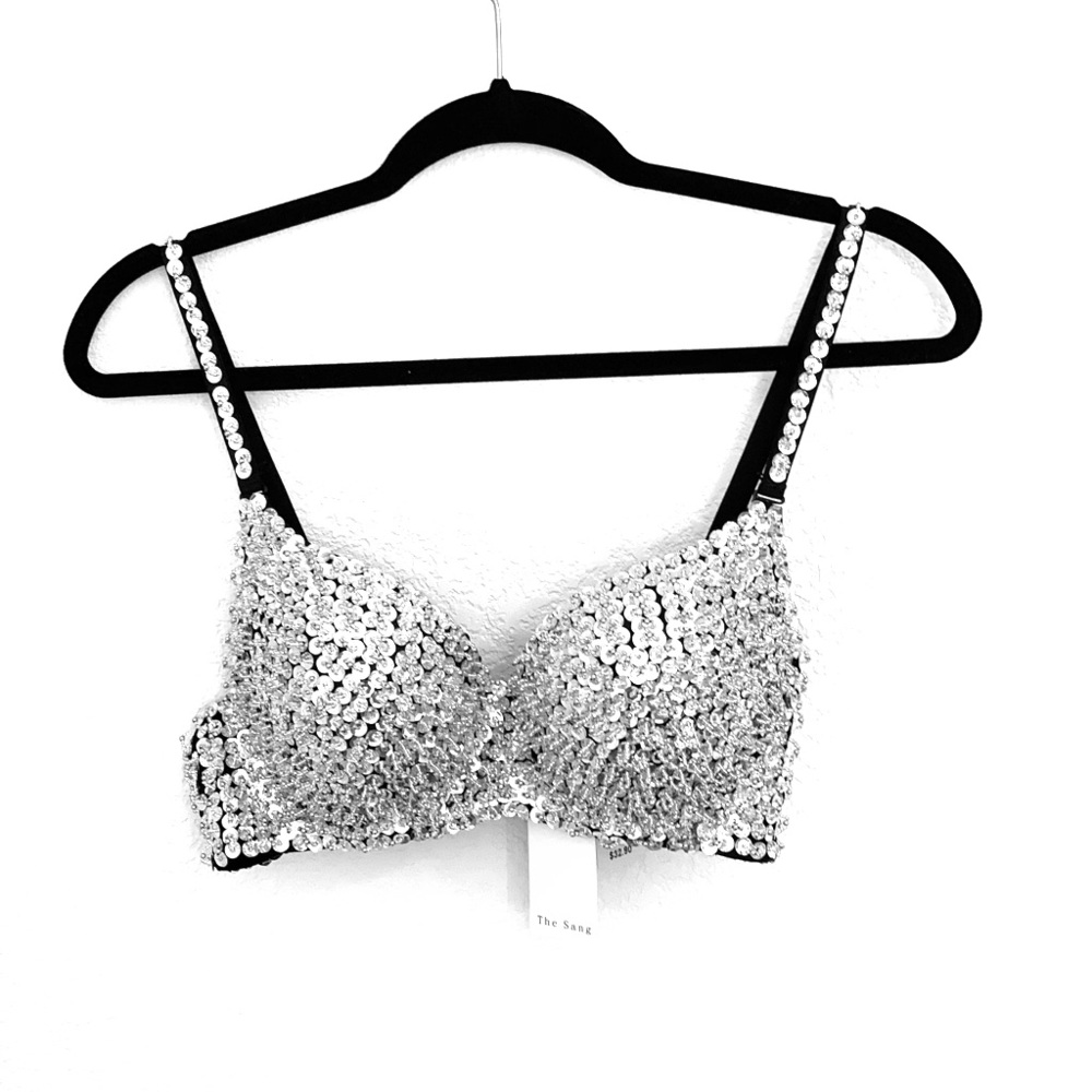 AGACI SILVER SEQUINS BRA TOP
